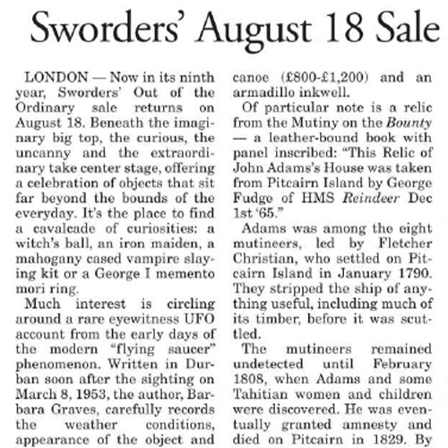 Sworders' August 18 Sale Is Out Of The Ordinary